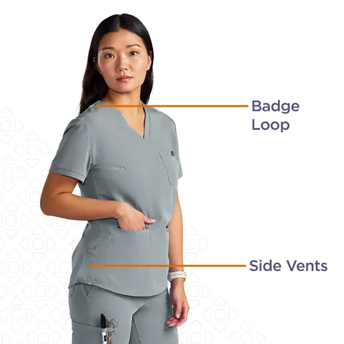 Miniatura 4 de ave. Lex - Camiseta médica para mujer, estilo túnica, tela elástica en 4 direcciones, cómoda, de fácil cuidado, resistente a las arrugas