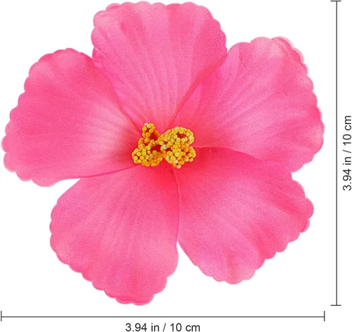 Miniatura 3 de SEWACC Flores artificiales de hibisco hawaiano rosa, 10 flores tropicales sintéticas para decoración de fiestas, 3.93 pulgadas para Luau, baby