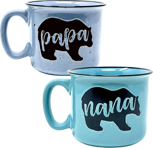 Miniatura 8 de Brooke & Jess Designs Juego de tazas de regalo para abuela y abuelo, tazas de café de 15 onzas (verde azulado para abuela, azul claro para abuelo)