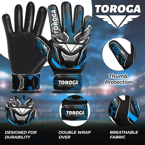 Miniatura 3 de Guantes de portero para niños y jóvenes, guantes de portero de fútbol, agarre de látex fuerte, soporte de muñeca doble y malla transpirable, guantes
