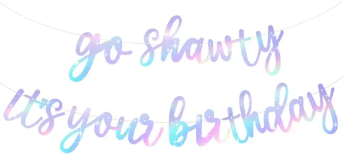 Miniatura 16 de BEISHIDA Cartel con texto en inglés «Go Shawty It's Your Birthday» con texto en inglés «No DIY Hip Hop» con tema de feliz cumpleaños, cartel de Rojo