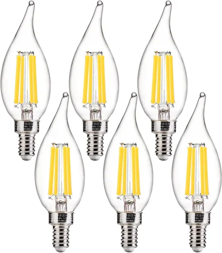 Miniatura 15 de FLSNT Bombillas LED para candelabro CA11 E12, bombillas LED regulables, equivalente a 40 W, luz blanca cálida de 2200 K, 330 lm, acabado de vidrio