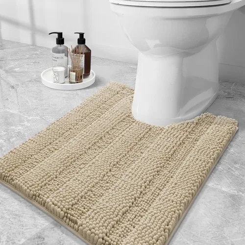 Miniatura 93 de Grandaily Alfombras de baño de felpilla a rayas de 24 x 16 pulgadas, extra gruesas y suaves, absorbentes, parte trasera de goma, alfombra de ducha