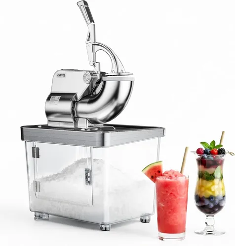Miniatura 11 de Garvee Trituradora de hielo comercial de 209 libras/h, máquina eléctrica de cono de nieve de 300 W con 4 cuchillas de acero inoxidable, 1450 RPM