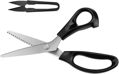 Tijeras dentadas para tela, tijeras en zigzag, agarres ergonómicos, ultra afiladas, tijeras dentadas profesionales para costura, manualidades, Negro