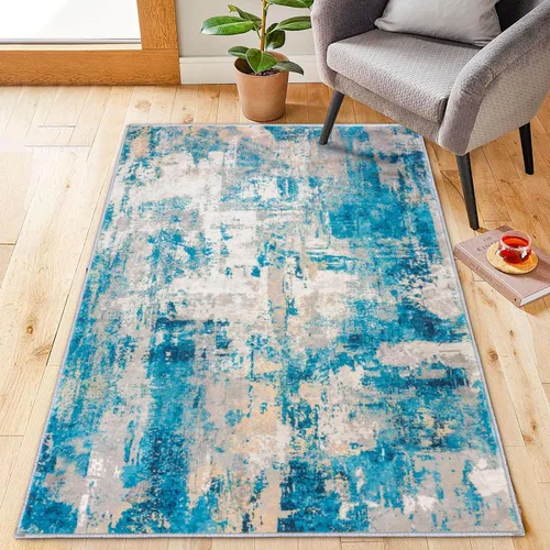 Miniatura 85 de KOZYFLY – Alfombra de pasillo moderna y lavable de diseño abstracto verde, 2 x 5 pies, antideslizante, suave y de pelo corto, ideal para cocina