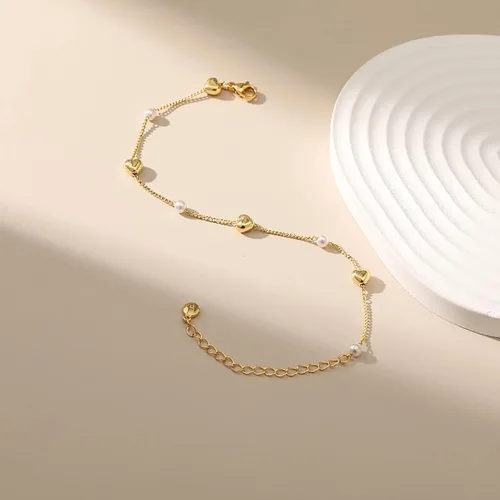 Miniatura 64 de Delicadas pulseras de oro para mujer, chapado en oro 18, ajustable, mal de ojo, mariposa, cuentas, perla, corazón, turquesa, hecha a mano para mujer