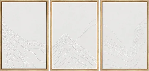 Miniatura 124 de SIGNWIN Conjunto de arte de pared de lienzo enmarcado, acuarela pastel, cielo de nubes rosas, colina verde del campo, naturaleza, vida silvestre