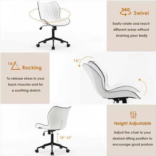 Miniatura 3 de YOUNUOKE Silla de escritorio sin brazos, cómoda silla de oficina con ruedas, silla ergonómica para el hogar, sillas ajustables para computadora