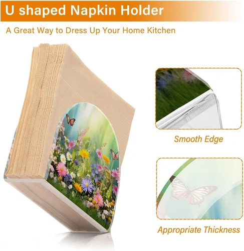 Miniatura 4 de Servilletero de mariposa de primavera para mesas, servilleteros de acrílico transparente para servilleteros de cóctel para cocina, restaurante, bar