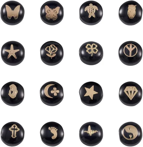 Miniatura 13 de Craftdady 96 cuentas de cristal redondas con arena dorada, 24 estilos hechos a mano que brillan en la oscuridad, cuentas espaciadoras sueltas