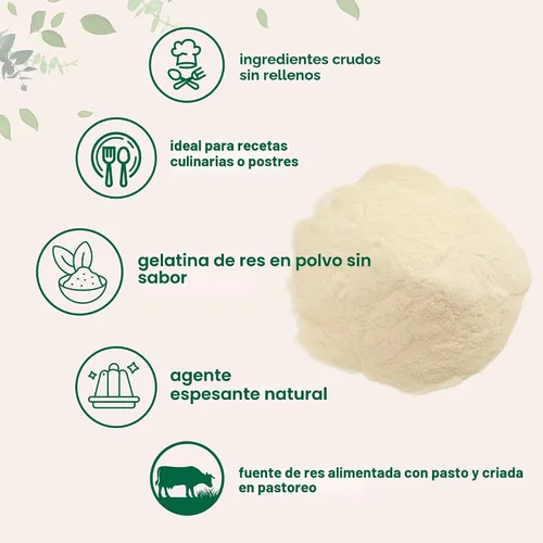 Miniatura 3 de Polvo de gelatina de ternera, 1 libra, fuente premium de carne de res alimentada con pasto y criada en pastos Agente espesante sin sabor
