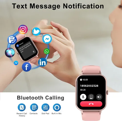 Miniatura 2 de Reloj inteligente para hombres y mujeres, compatible con teléfono Android iOS, pantalla táctil completa de 1.83 pulgadas, IP68, impermeable