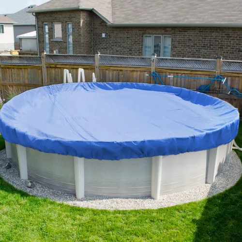 Miniatura 8 de Windscreen4less Cubierta de seguridad redonda de invierno para piscina de 14 pies con cable de alambre a lo largo de los bordes, cabrestante