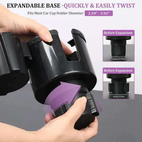 Miniatura 4 de JINKEY Expansor de portavasos 2 en 1, extensor de portavasos extra con inserto de taza ajustable para asiento delantero de automóvil para Yeti