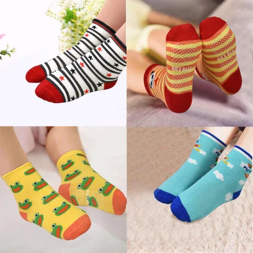 Miniatura 4 de SkiBeaut Calcetines antideslizantes para niños y niñas de 1 a 7 años, 12 pares de calcetines para niños y niñas