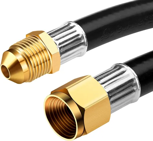 Miniatura 5 de WADEO Manguera de extensión de propano de 12 pies con conector hembra macho de 3/8 pulgadas, manguera larga de línea de gas de propano para parrilla
