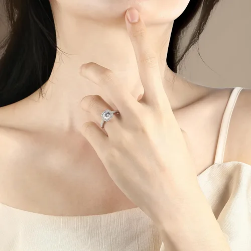Miniatura 4 de Anillos de compromiso de plata de ley 925 de 1.2 quilates para mujer, anillos de compromiso de circonita cúbica de corte cojín para ella, talla 4-12