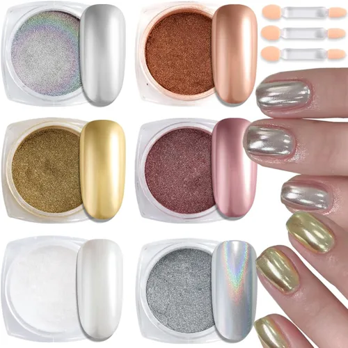 Miniatura 8 de Polvo de uñas cromado, 12 colores, polvo cromado metálico para uñas, efecto espejo, rojo neón, verde, azul, morado, cromo, pigmento extra fino