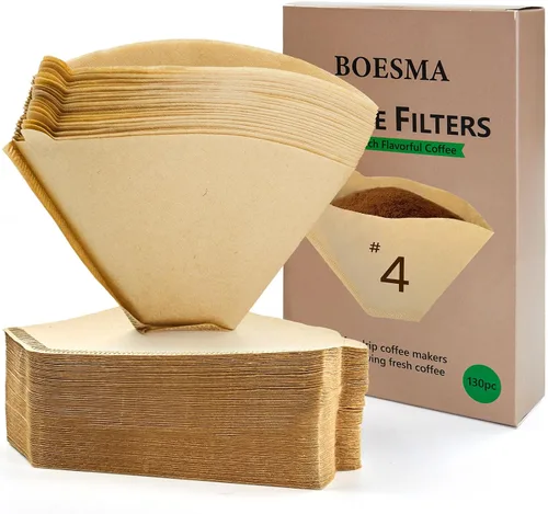 Miniatura 9 de 100 filtros de café en cono #4 de 8 a 12 tazas, papel natural sin blanquear, filtros de café desechables, 4 papel de cono, filtros de papel