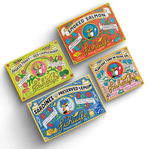 Miniatura 15 de Fishwife Spicy Hot Trio (FBJ Salmon, Mackerel, Sardinas con pimiento picante), paquete de 3 Sin gluten, alto en proteínas, omega-3 capturado