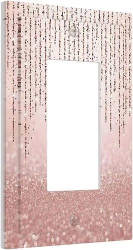 Miniatura 49 de Cubierta de interruptor de luz rosa brillante con purpurina de 1 banda, sin dispositivo, placa de pared en blanco decorativa para adolescentes, Rosa