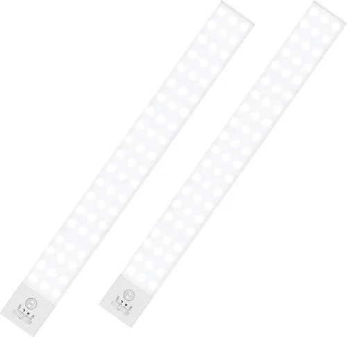 Miniatura 10 de BLS 36 luces LED de armario alimentadas por pilas, iluminación súper brillante debajo del gabinete, sensor de movimiento interior, inalámbrico, 1500
