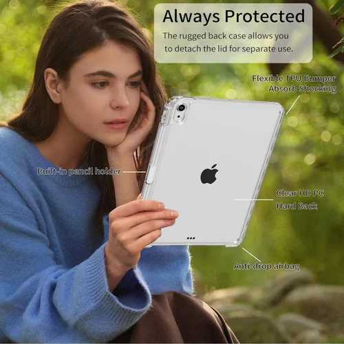 Miniatura 5 de Funda híbrida para iPad Air de 11 pulgadas (M4) 2026/(M3) 2025/(M2) 2024, iPad Air de 5ª/4ª generación 2022/2020 de 10.9 pulgadas con soporte