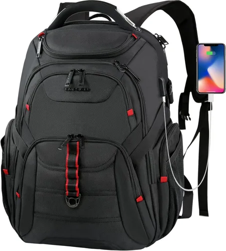 EMPSIGN Mochila de viaje para laptop para hombres, mochila de computadora de 17.3 pulgadas, mochila antirrobo para laptop de negocios de 45 litros