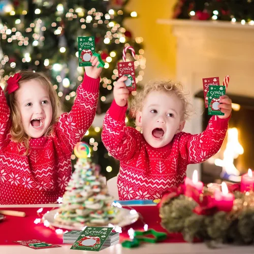 Miniatura 4 de Funrous 50 Piezas Tarjetas Navideñas de Raspar Juego de Raspar de Suéter Feo Tarjetas de Navidad Juegos Navideños de Vacaciones Decoraciones