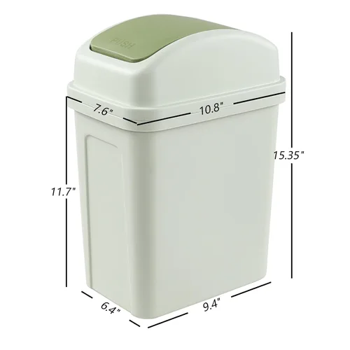 Miniatura 2 de Bote de basura de 1.8 galones con tapa giratoria, cubo de basura de plástico de 7 L (verde), F