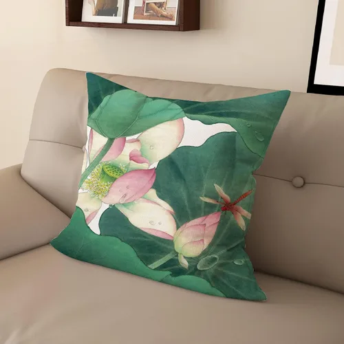 Miniatura 9 de Funda de almohada con estampado digital de loto zen chino, diseño de doble cara para sofá, sala de estar, decoración de dormitorio