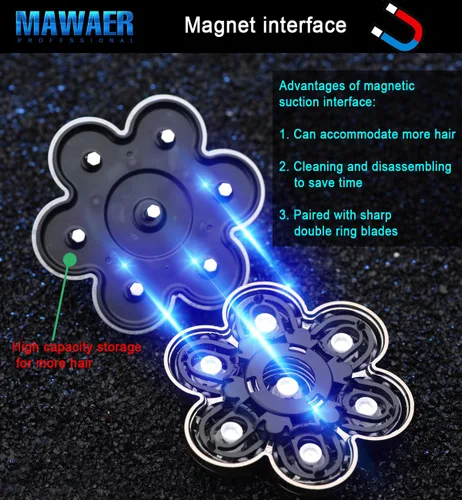Miniatura 4 de Interfaz magnética universal de 7 cuchillas para afeitadora de cabeza de repuesto para máquina de afeitar serie Freedom, cabezales de repuesto