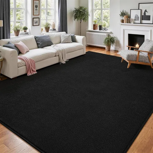 Miniatura 29 de Vasofe Alfombra de pasillo negra de 2 x 4 pulgadas, alfombra antideslizante de espuma viscoelástica gruesa para interiores, para guardería