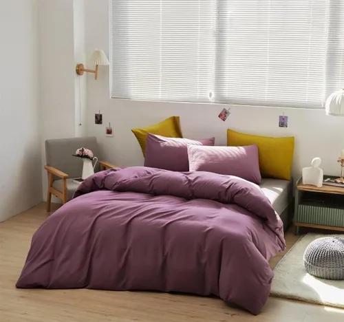 Miniatura 5 de Juego de edredón morado, tamaño matrimonial, color malva sólido, suave, moderno, color oscuro, transpirable, para mujeres y hombres, edredón lavanda