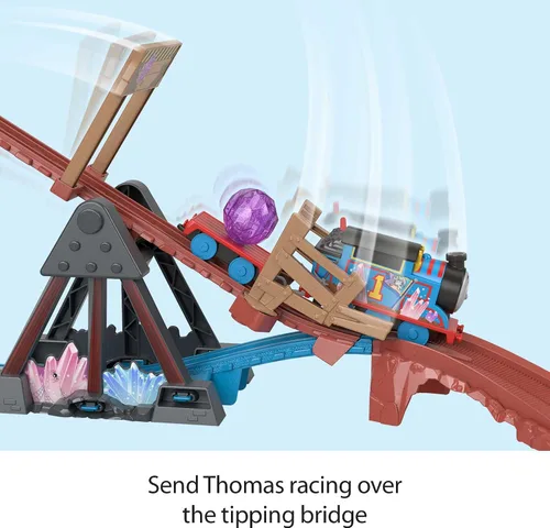 Miniatura 5 de Thomas & Friends Juego de tren de juguete motorizado Crystal Caves Adventure con Thomas, puente basculante y 8 pies de pista para niños en edad