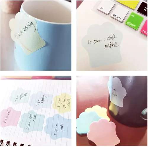 Miniatura 4 de Notas adhesivas transparentes para mujeres, divertidas notas adhesivas transparentes para niños, lindas y coloridas huellas de patas, juego de 6