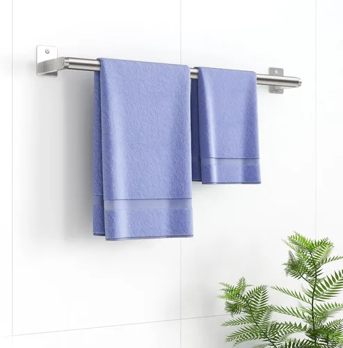 Miniatura 8 de Toallero de baño, toallero de 24 pulgadas para montaje en pared de baño, organizador resistente para toallas de mano de baño, barra de toalla Plata