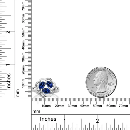Miniatura 25 de Gem Stone King Flower Blossom Gemstone Birthstone Ring in 925 Sterling Silver 3-Stone Oval 6X4MM with Sparkling Accents Wedding Anniversary