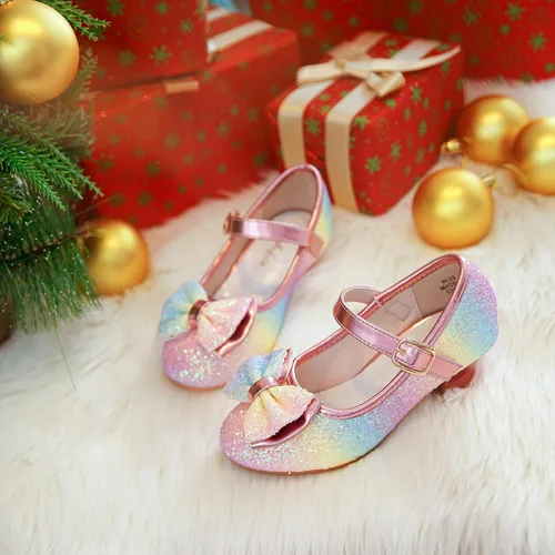 Miniatura 8 de Walofou Zapatos de vestir para niñas de flores, zapatos de tacón para fiesta de boda, zapatos planos de princesa Mary Jane para niños pequeños