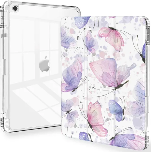 Miniatura 27 de Feams Funda para iPad de 9ª generación, funda triple para iPad 10.2, cubierta trasera transparente con soporte para lápiz y apagado Ángel