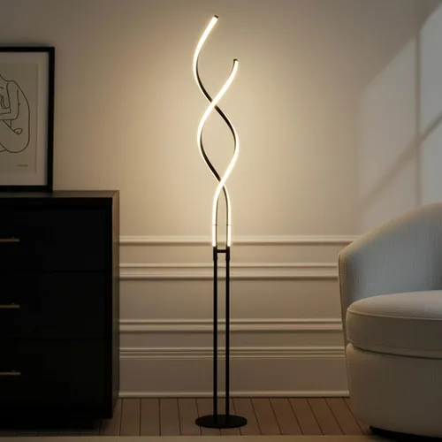 Miniatura 3 de Brightech Embrace - Lámpara de pie LED regulable - Moderna lámpara de pie ajustable en espiral para salas de estar y oficinas - Lámpara de mesa