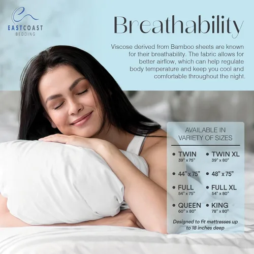 Miniatura 2 de East Coast Bedding Protector de colchón impermeable de viscosa derivada de mezcla de bambú, bolsillo profundo ultra suave que se adapta a hasta 18