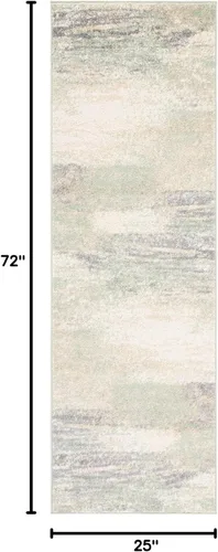 Miniatura 3 de SAFAVIEH Colección Adirondack Alfombra de Pasillo - 2'1" x 6', Marfil y Salvia, Diseño Abstracto Moderno, No Desprende Pelusa y Fácil Cuidado, Ideal