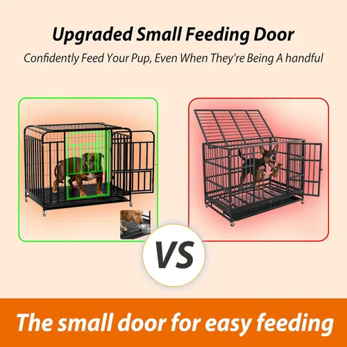 Miniatura 5 de 48 Inch High Anxiety Steel Dog Cage with Wheels, Indoor Dog Crate with Removable Tray, Indestructible Escape Proof Heavy Duty Dog Kennel Extra Large