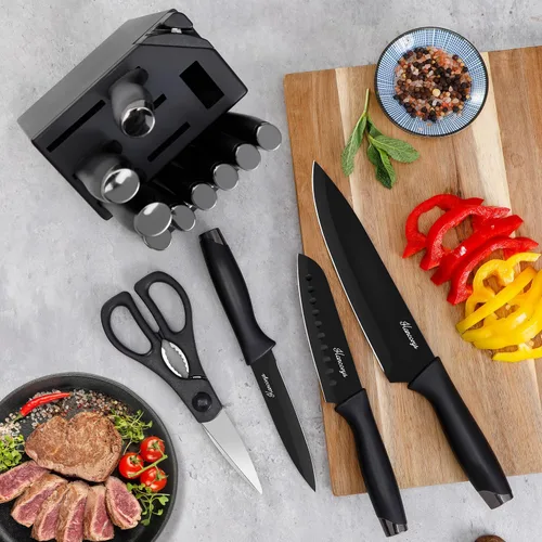 Miniatura 6 de Juego de cuchillos para cocina con bloque, juego de cuchillos de chef de 15 piezas con autoafilado, cuchillas de revestimiento de cerámica