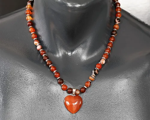 Miniatura 96 de Colgante de corazón de aventurina natural, Collar de cuentas de aventurina genuina, Collar de piedra verde, Collar de piedras preciosas, Cuentas