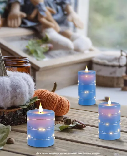 Miniatura 5 de Upinmz Velas parpadeantes sin llama con cadena de luces integradas, velas que funcionan con pilas con control remoto y temporizador, velas LED