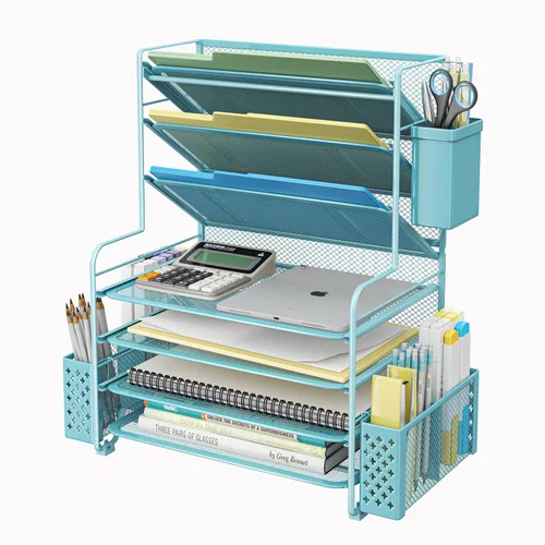 Miniatura 8 de Simple Trending Organizador de archivos de escritorio de 8 niveles, 1 paquete de bandeja de cartas, organizador de papel, accesorios de escritorio