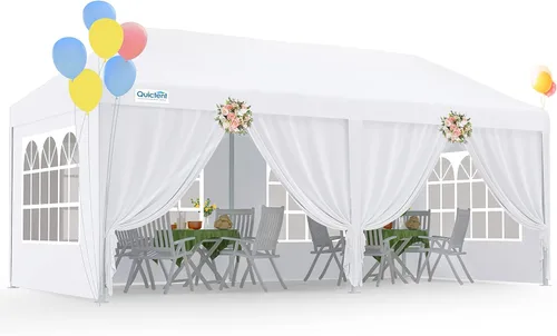 Miniatura 12 de Quictent toldo para fiestas de 10 x 30 pies, carpa para bodas, cenador con paredes laterales extraíbles y elegante iglesia